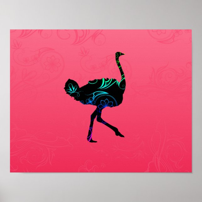 Abstrato Ostrich Poster (Frente)