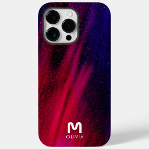 Abstrato Paint Neon Red Blue Monograma personaliza