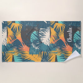 Abstrato Palm Leaf Nome personalizado toalha de pr