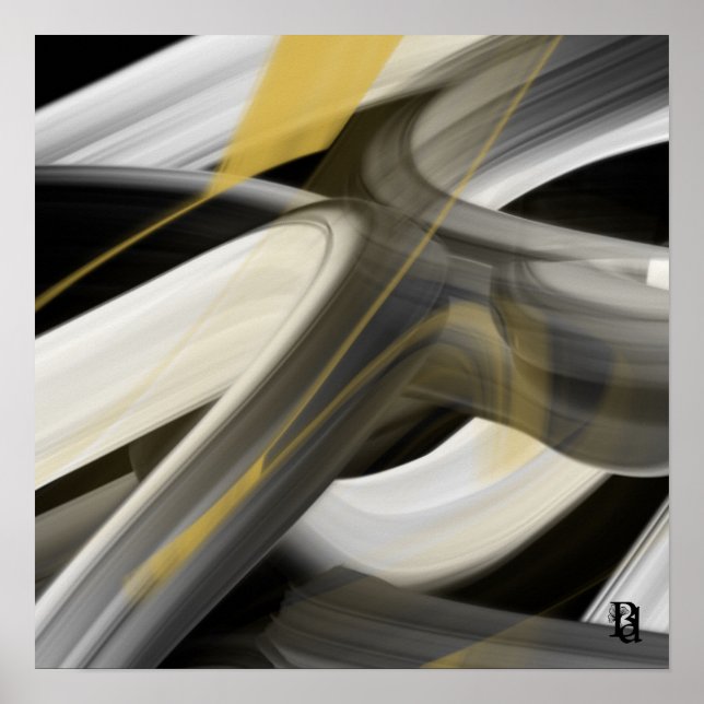 Abstrato Paper Trend poster Art Black White (Frente)