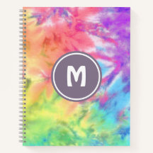 Abstrato Pastel Rainbow Fun Batik Tie Dye Monogram