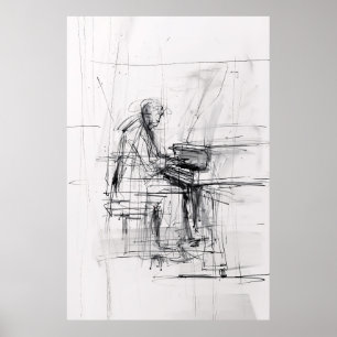 Abstrato Pianista Poster - Música Expressiva