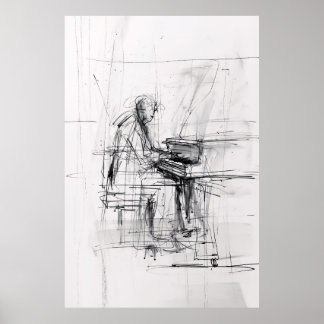 Abstrato Pianista Poster - Música Expressiva