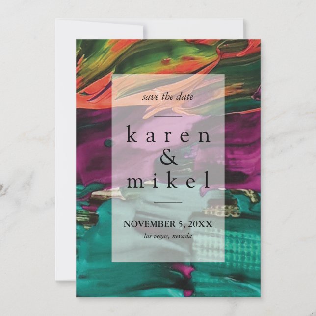 Abstrato pintando acrílico salvar o convite de dat (Frente)