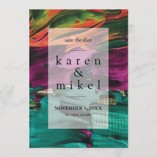 Abstrato pintando acrílico salvar o convite de dat