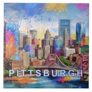 Abstrato Pittsburgh Skyline Art Modern Cityscape