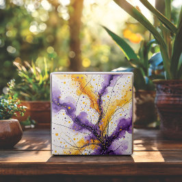 Abstrato Plum e Amarelo Watercolor