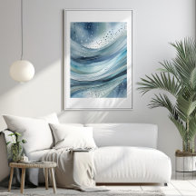 Abstrato Poster de Aquarela Verde Azul