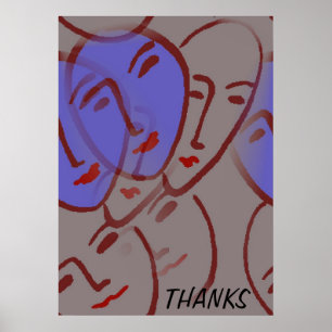 Abstrato Poster de Blue Faces