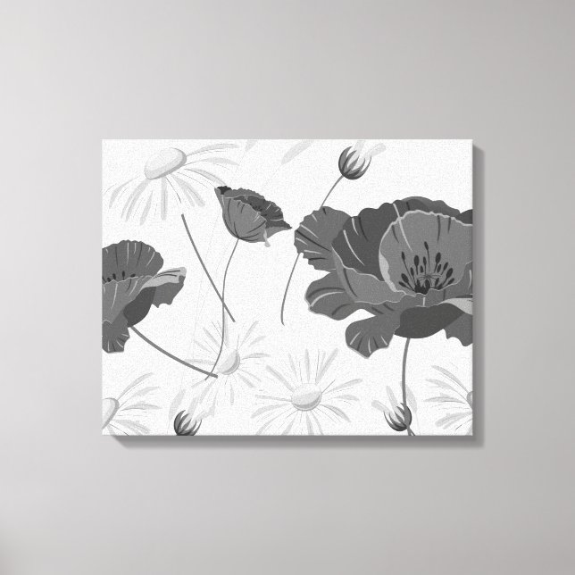 Abstrato preto e branco moderno - Canvas II Floral (Frente)
