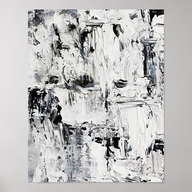 Abstrato preto e poster branco de gelo derretido (Frente)