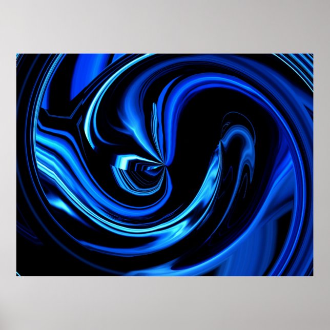 Abstrato Preto E Poster De Arte Azul (Frente)