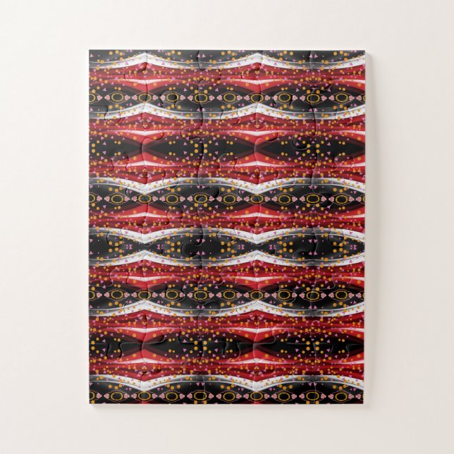 Abstrato quebra-cabeça Vermelho Branco Preto (Vertical)