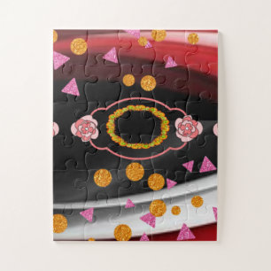 Abstrato quebra-cabeça Vermelho Branco Preto