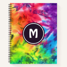 Abstrato Rainbow Batik Tie Dye Retro Boho Monogram