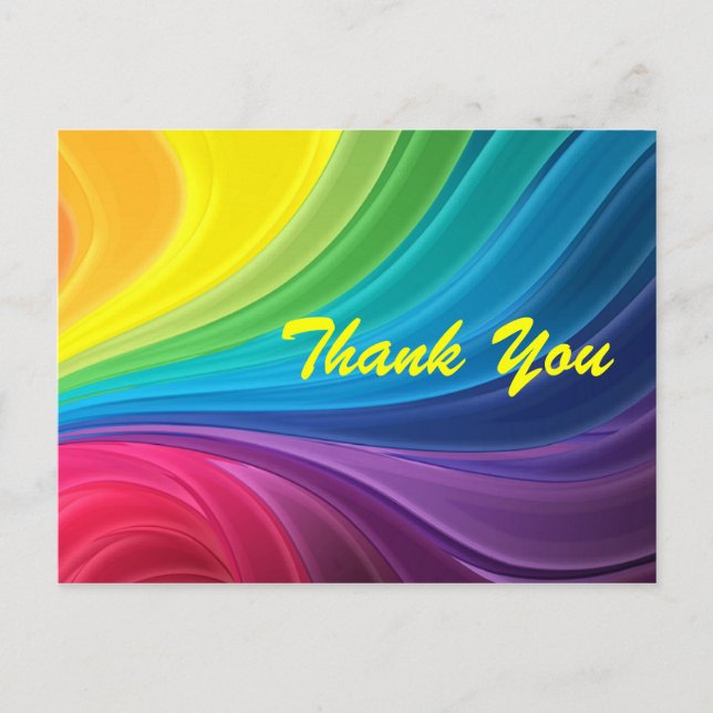 Abstrato Rainbow Swirl Obrigado Cartão Postal (Frente)