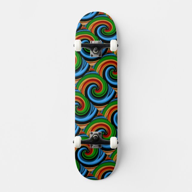 Abstrato Rainbow Swirls Skateboard (Frente)
