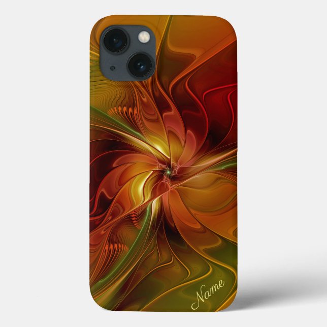 Abstrato Red Orange Brown Fractal Art Name (Verso)