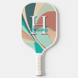 Abstrato Retro Moderno Peach Aqua Teal Monograma