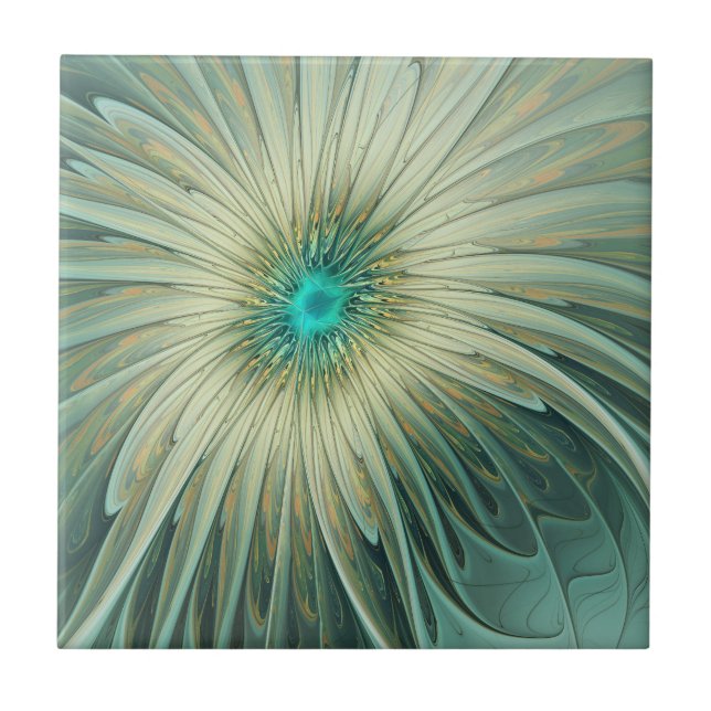 Abstrato Sage Green Fantasy Flor Arte Fractal (Frente)
