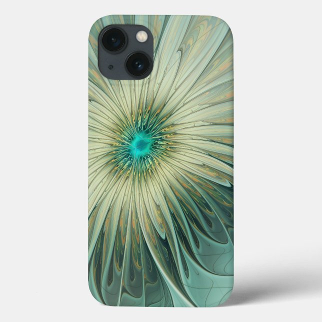 Abstrato Sage Green Fantasy Flor Arte Fractal (Verso)