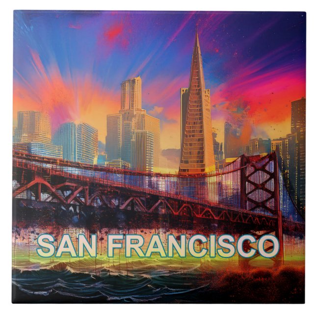 Abstrato San Francisco Skyline Art Modern (Frente)