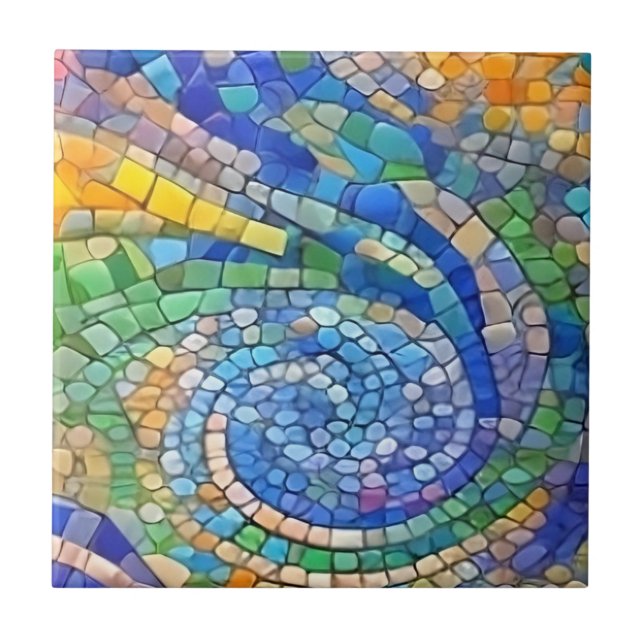 Abstrato Sand & Ocean Waves, como a arte mosaica g (Frente)