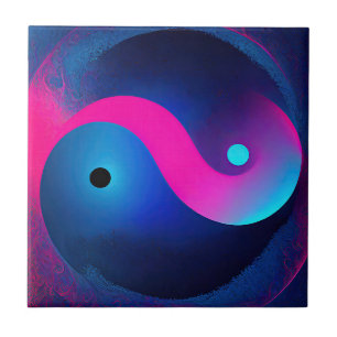 Abstrato Serenidade: Yin Yang em Rosa e Blues