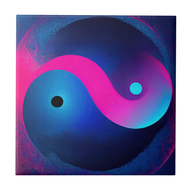 Abstrato Serenidade: Yin Yang em Rosa e Blues (Frente)