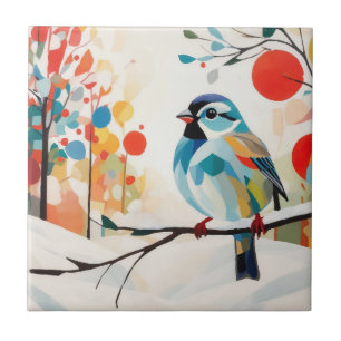 Abstrato Sparrow Em Floresta Whimy De Inverno