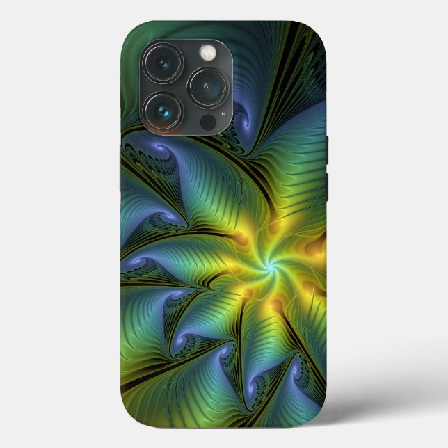 Abstrato Star, Ouro Verde brilhante Arte Fractal (Verso)