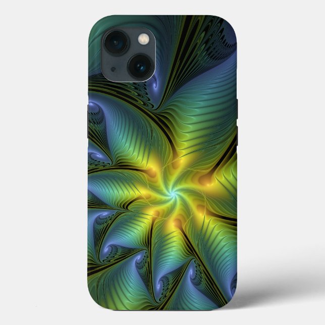 Abstrato Star, Ouro Verde brilhante Arte Fractal (Verso)