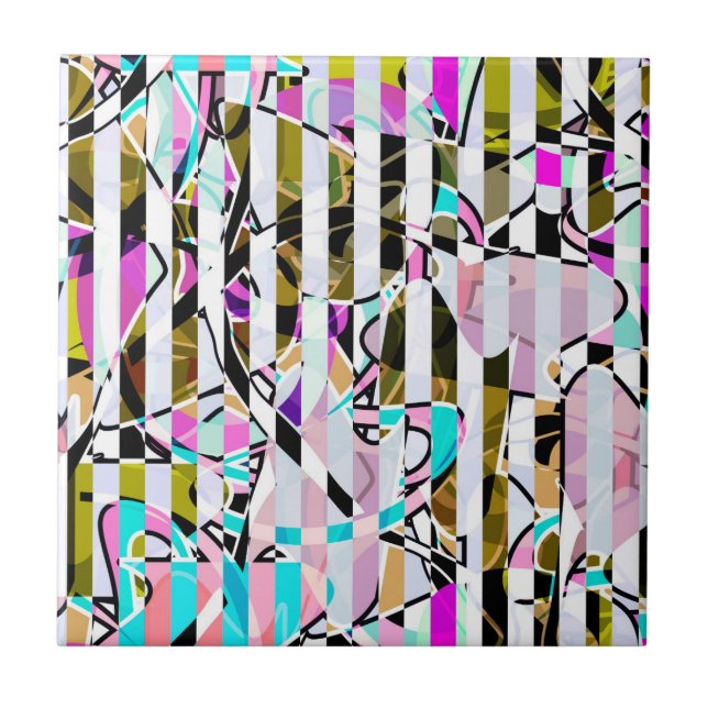 Abstrato stripes de padrão listradas beige turques (Frente)