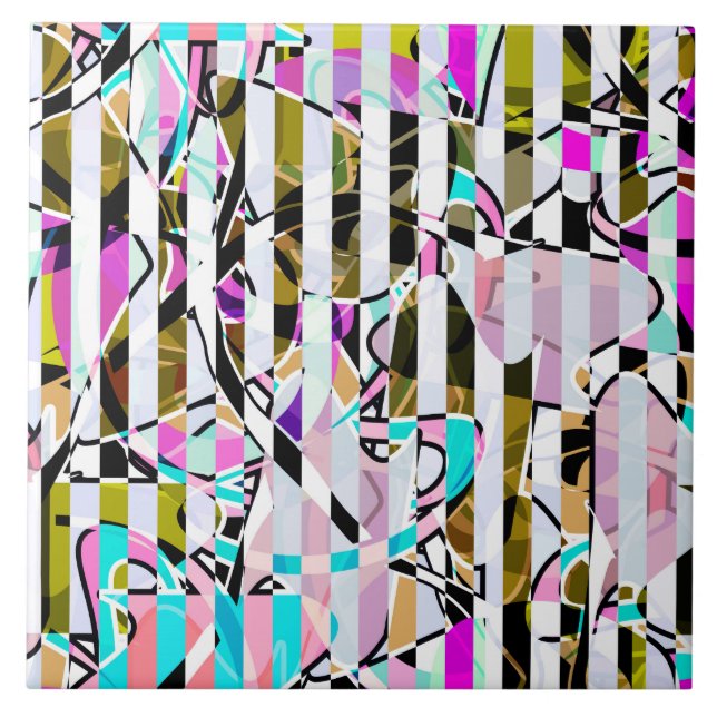 Abstrato stripes de padrão listradas beige turques (Frente)