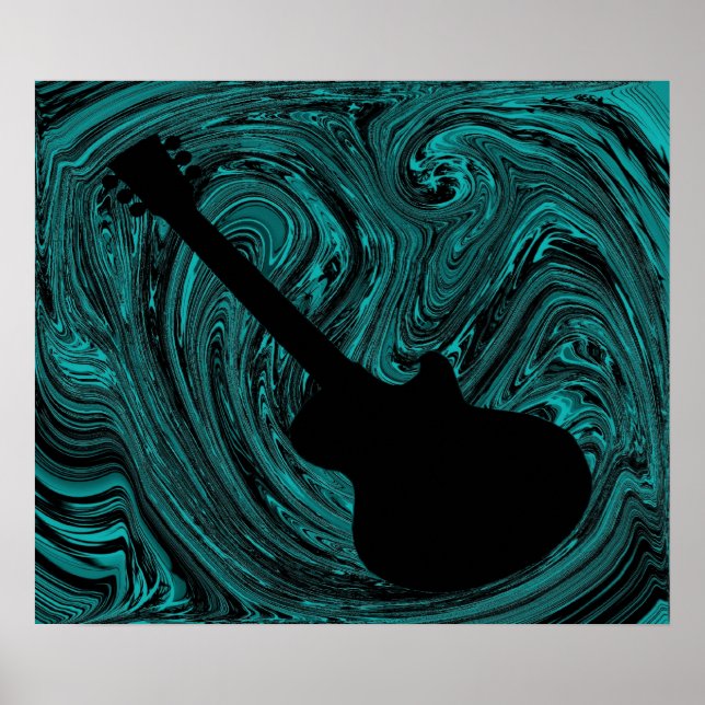 Abstrato suga Poster de violão, Teal (Frente)