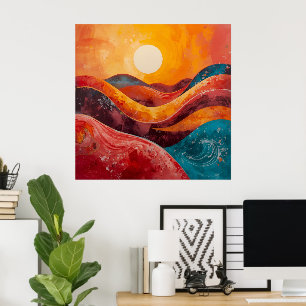 Abstrato Sunset - Impressão de Arte Colorida Horiz