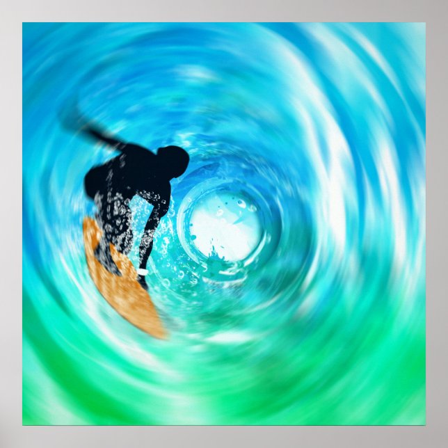 Abstrato Surfer Silhouette Poster (Frente)