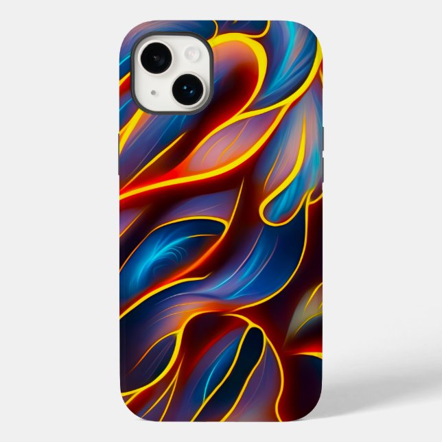 Abstrato Swirl Blue Red Flames (Verso)