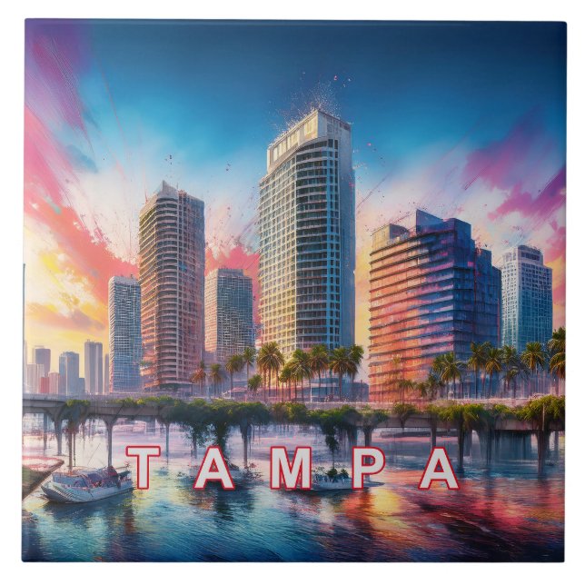 Abstrato Tampa Skyline Art Modern (Frente)