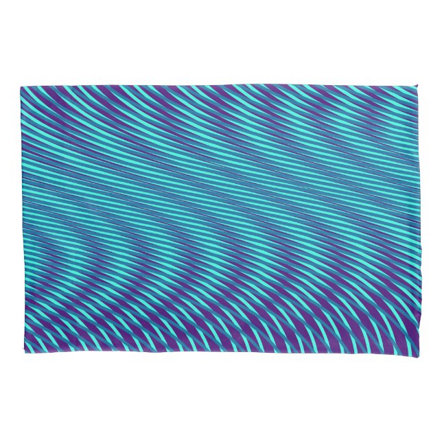 Abstrato Teal Blue Psychedelic Stripes Mesmerizaçã (Frente)