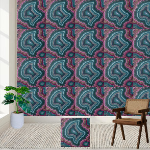 Abstrato Teal e Azulejo Geodo Roxo