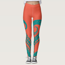 Abstrato Teal Octopus Tentáculos Leggings