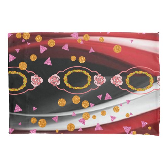 Abstrato travesseiro Vermelho  Branco preto (Frente)