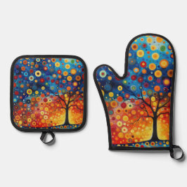 Abstrato Tree Oven Mitt e Pote
