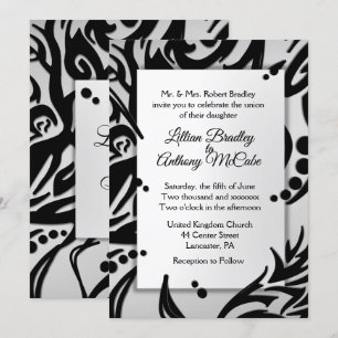 Abstrato Tribal Silver Casamento Convite Olive