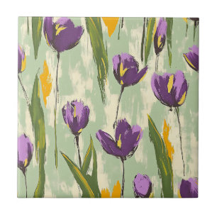 Abstrato Tulip Blooms no Fundo Verde da Casa da Mo