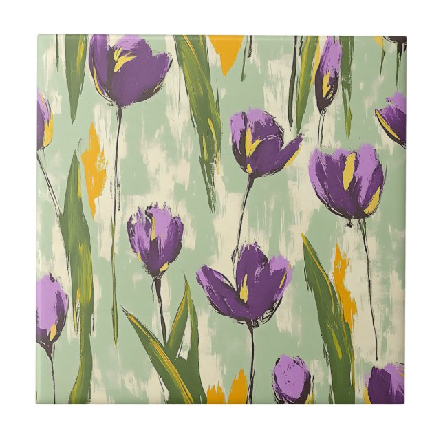 Abstrato Tulip Blooms no Fundo Verde da Casa da Mo (Frente)