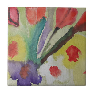 Abstrato Tulipas e flores de mola Azulejo cerâmica