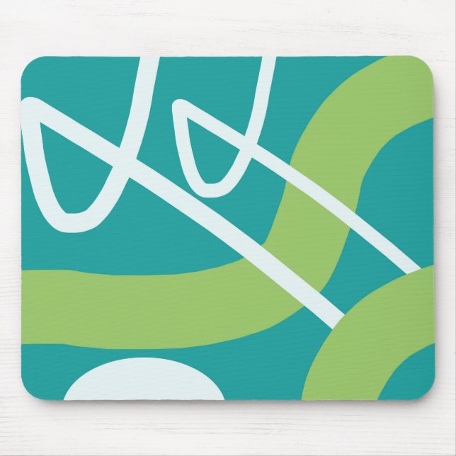 Abstrato Turquoise Verde limão White Mouse Pad (Frente)