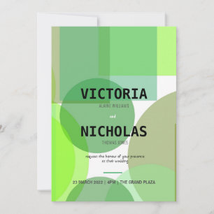 Abstrato Verde Círculos e Convite de casamento qu